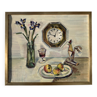 Original Stillife Mid 20th Century Swedish Oil Painting signed by Napoleon Frank 1960s