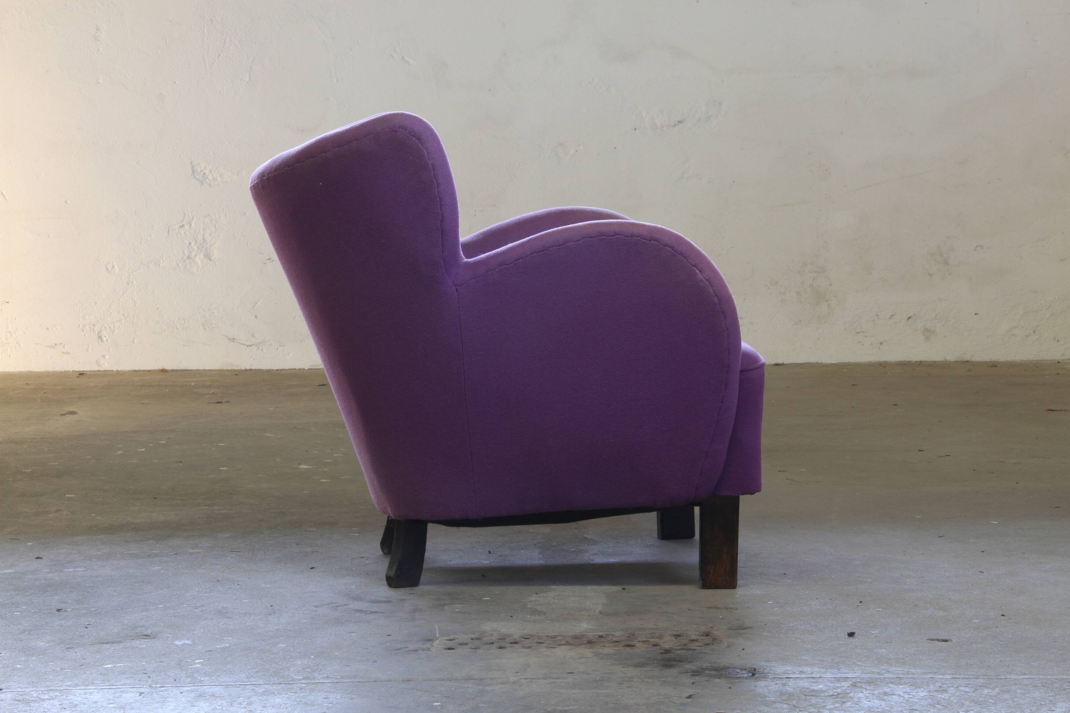 Vintage Danish 1930s club lounge chair, style of Fritz Hansen & Flemming Lassen