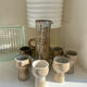 Vintage stoneware coffee set and ceramic cups