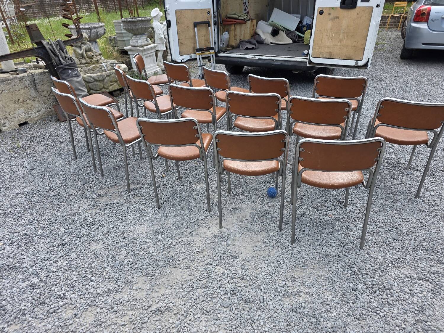17 chrome metal bistro chairs from the 70s