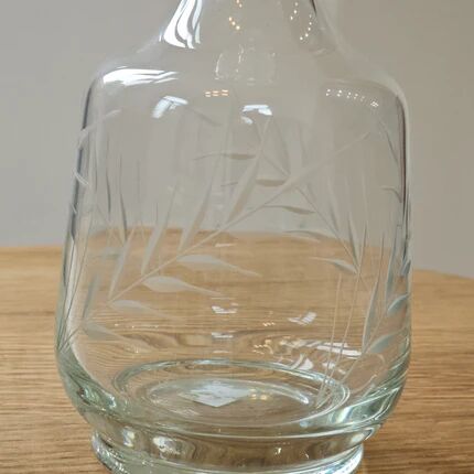 Vintage crystal carafe engraved with ears of wheat.