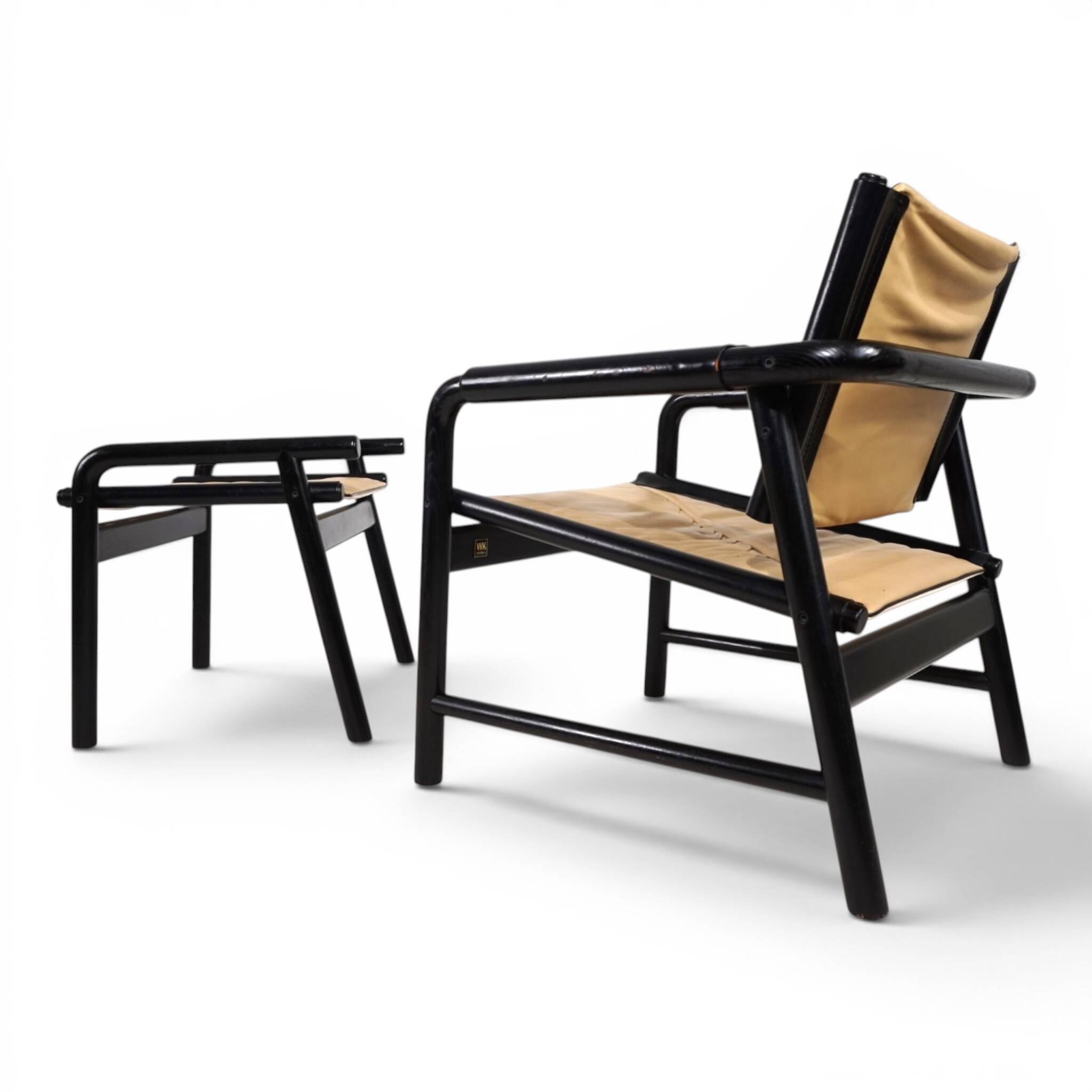 WK Möbel Leather Lounge Chair with Ottoman – Attributed to Hans Eichenberge