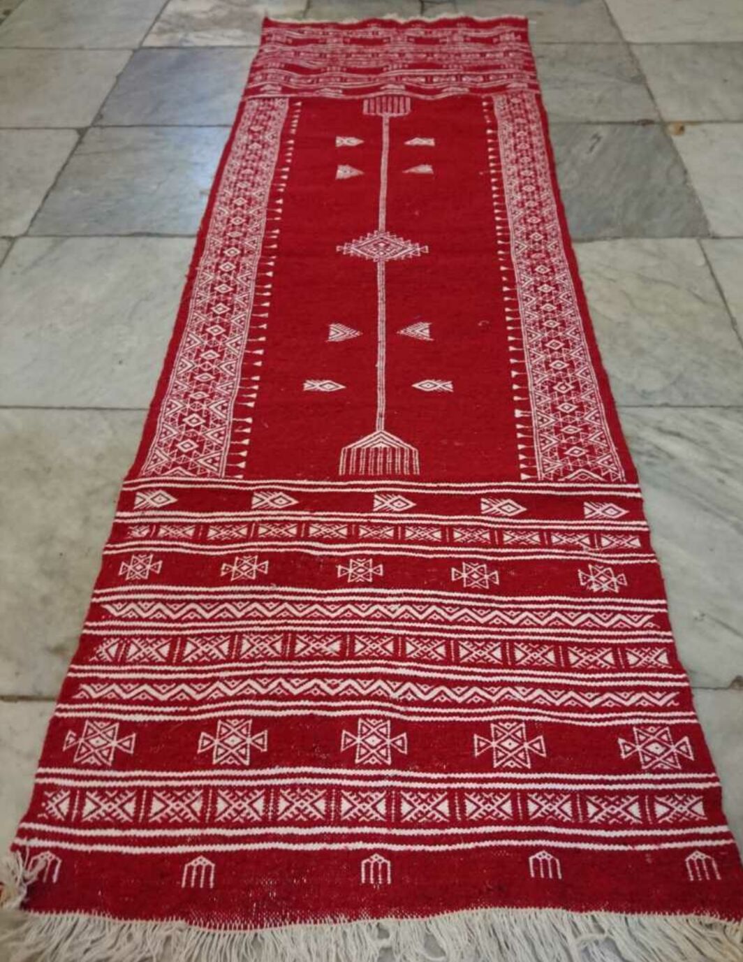 Handmade Kilim red and white corridor 190x58cm