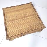 Bamboo rattan coffee table square shape 60s