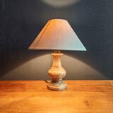 Vintage Table Lamp in Sculpted Alabaster – Base in Natural Stone