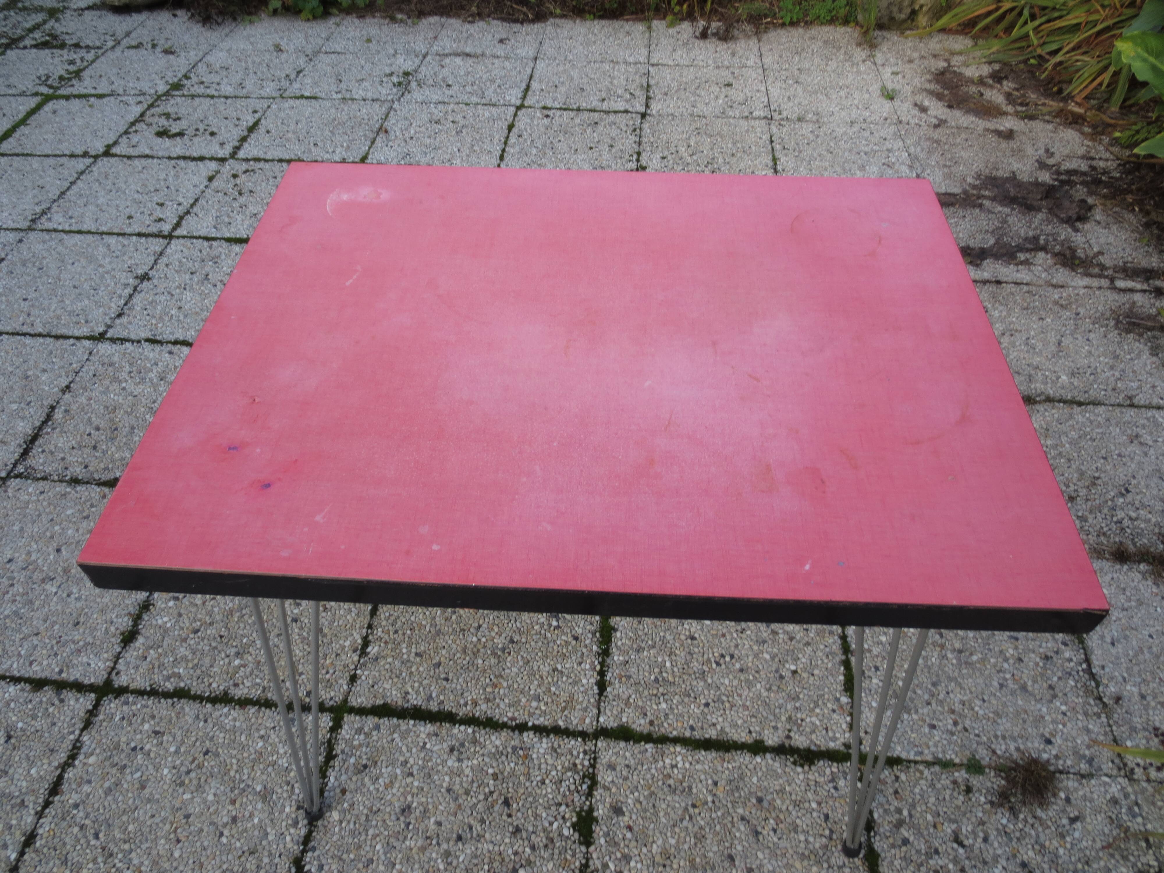 vintage bistro table in red formica