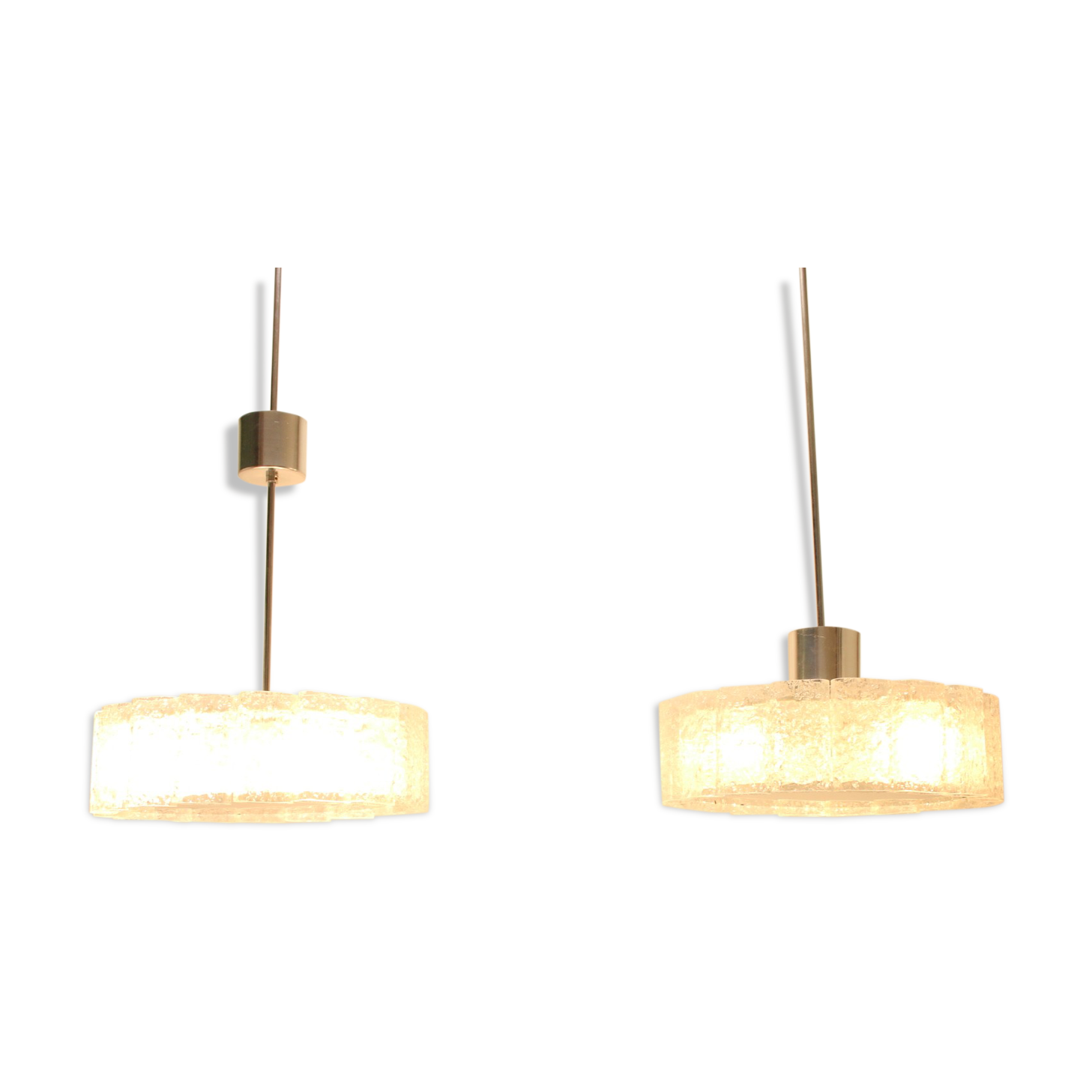 2 ice hanging lamps Doria Leuchten silver 40 cm