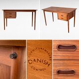 Desk Arne Vodder Teck Danish design 50's box with sliding drawers