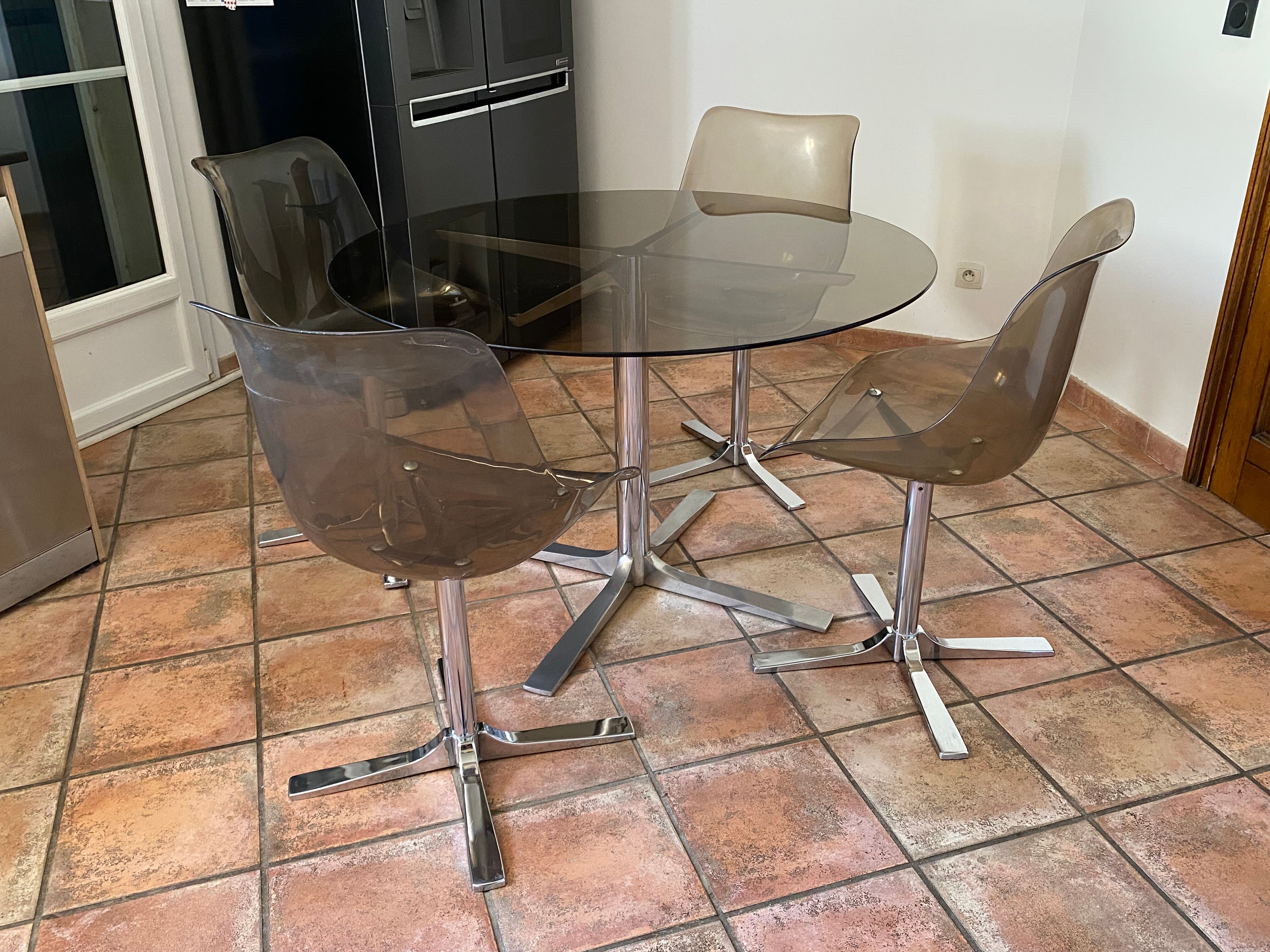 Roche Bobois table and its 4 chairs 1970s