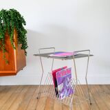 Vinyl rack in brass and leatherette, 1960