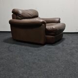 Fauteuil Rolf Benz en cuir brun vintage