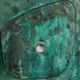 Relief panel "Step out of the frame!" in patinated wood. Contemporary.