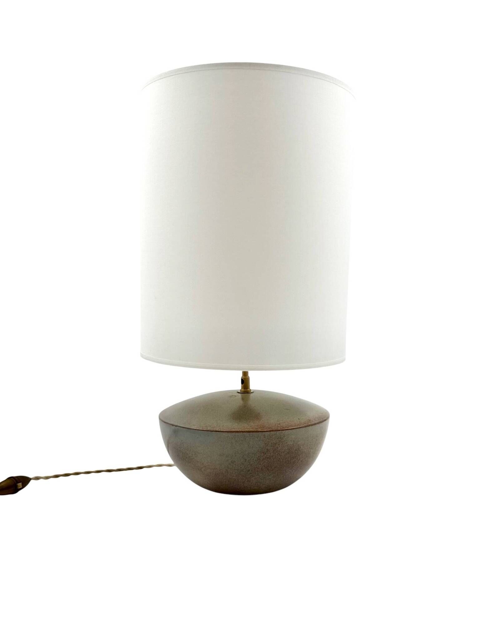 Mid-century modern green ceramic lamp base, Alain di Bin France 1960s