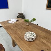 Large farm table from the 60s, in solid oak, with extensions