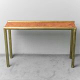 Console en laiton et ronce, modernisme vintage des années 1970