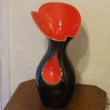 Vintage vase in ceramic brown and red, 1950/60s