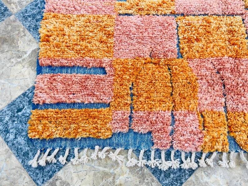 Handmade colourful rug from the Atlas Mountains 3/2m