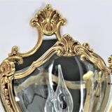 Pair of Louis XV style appliques in solid bronze & curved glass