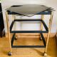 Side table in gold metal and smoked glasses 1970s