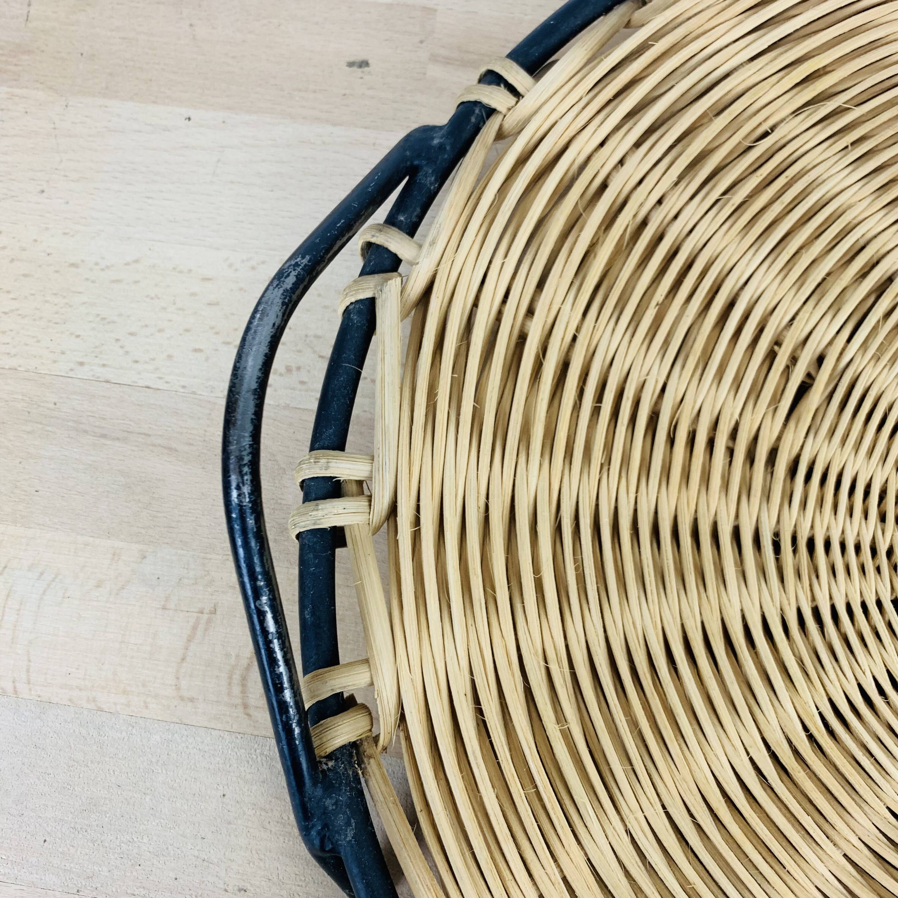 50s metal rattan tray