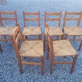 6 rustic oak chairs