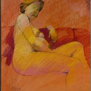 Tableau Pastel Claude Blanc-Brude (born in 1932) "Maternity"