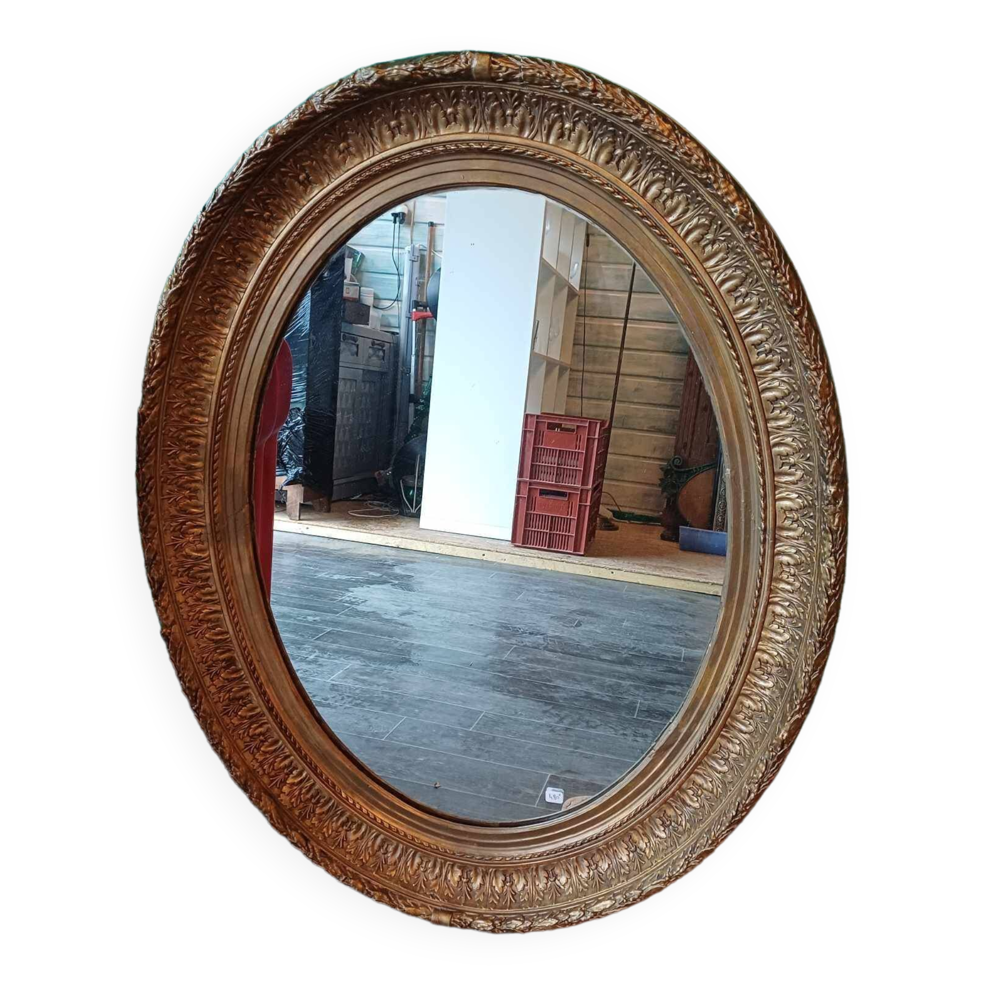 Oval mirror in gilded wood Louis XVI style 100 high by 78 long