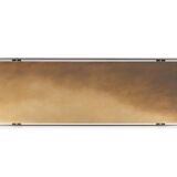 Rectangular console in steel and brass. Contemporary work.