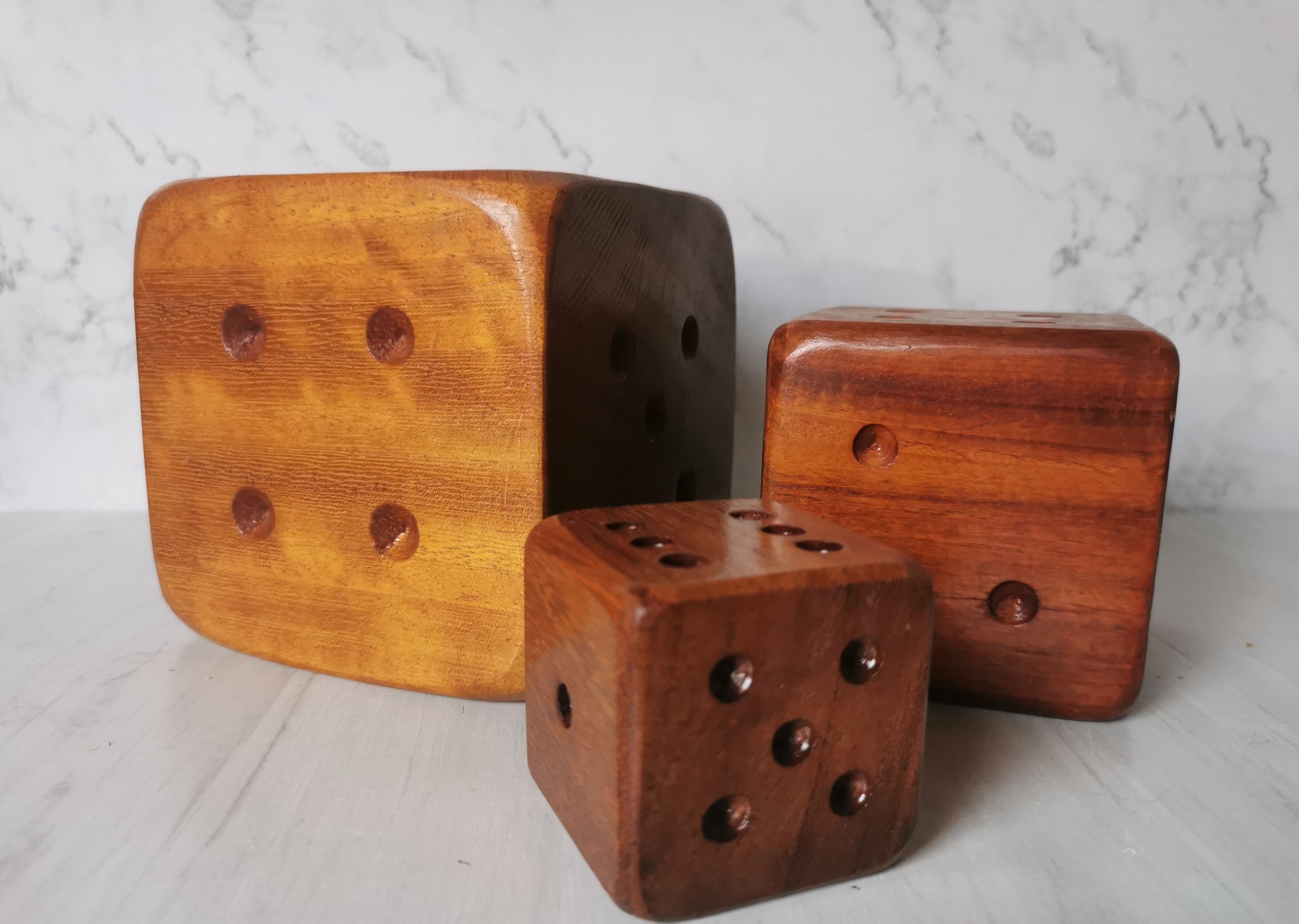 Carved wood dice