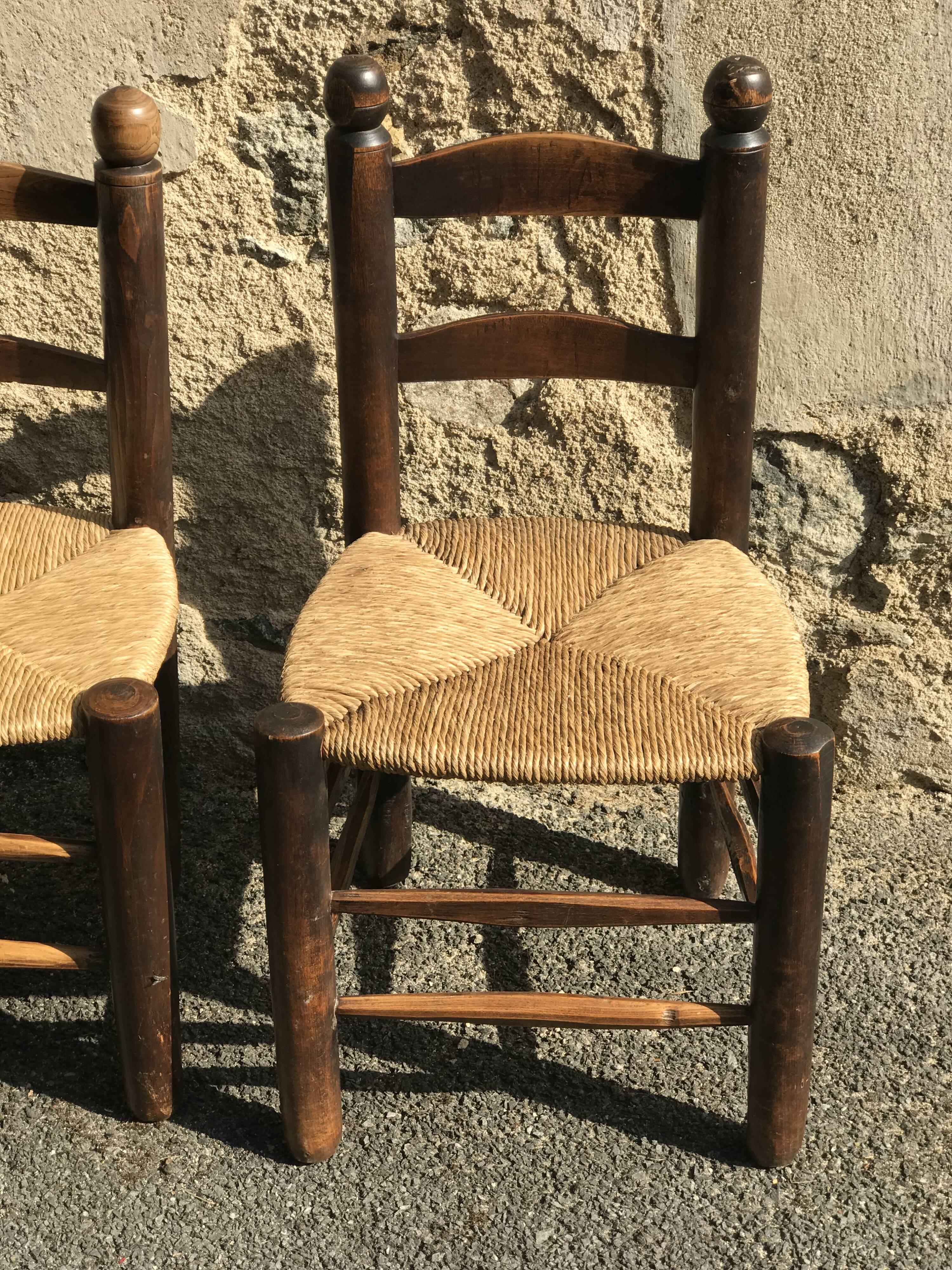 Pair of straw chairs