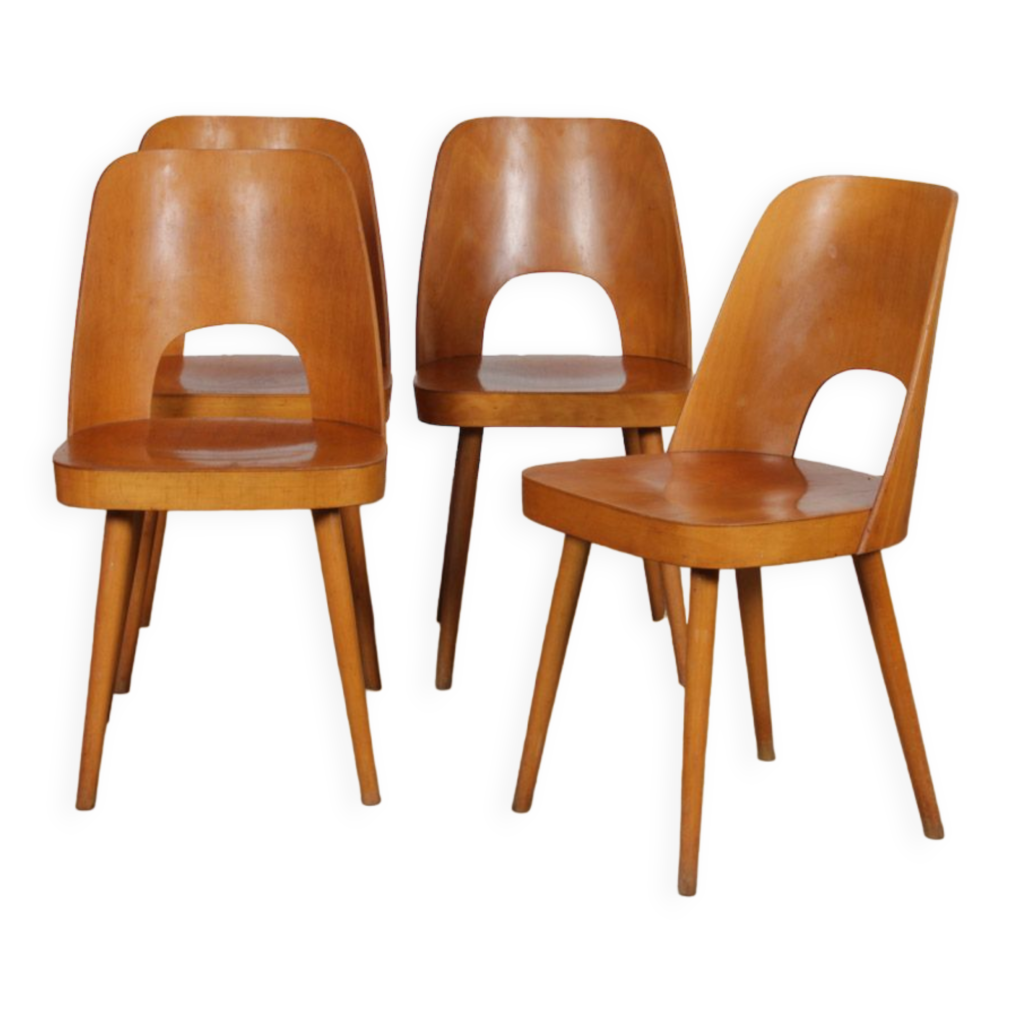 Suite of 4 vintage chairs by Oswald Haerdtl for Ton, 1960