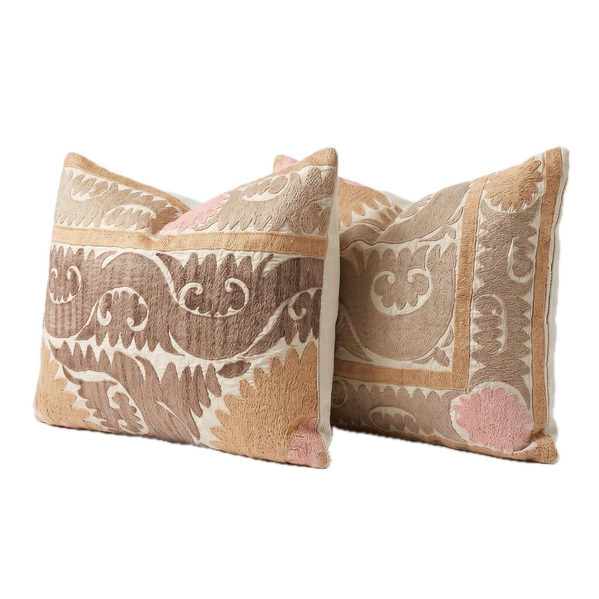 Set of 2 vintage embroidered cushion covers 56x67 cm