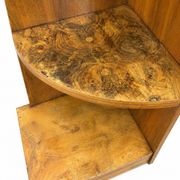 Art Deco corner shelf in French walnut, 1950.