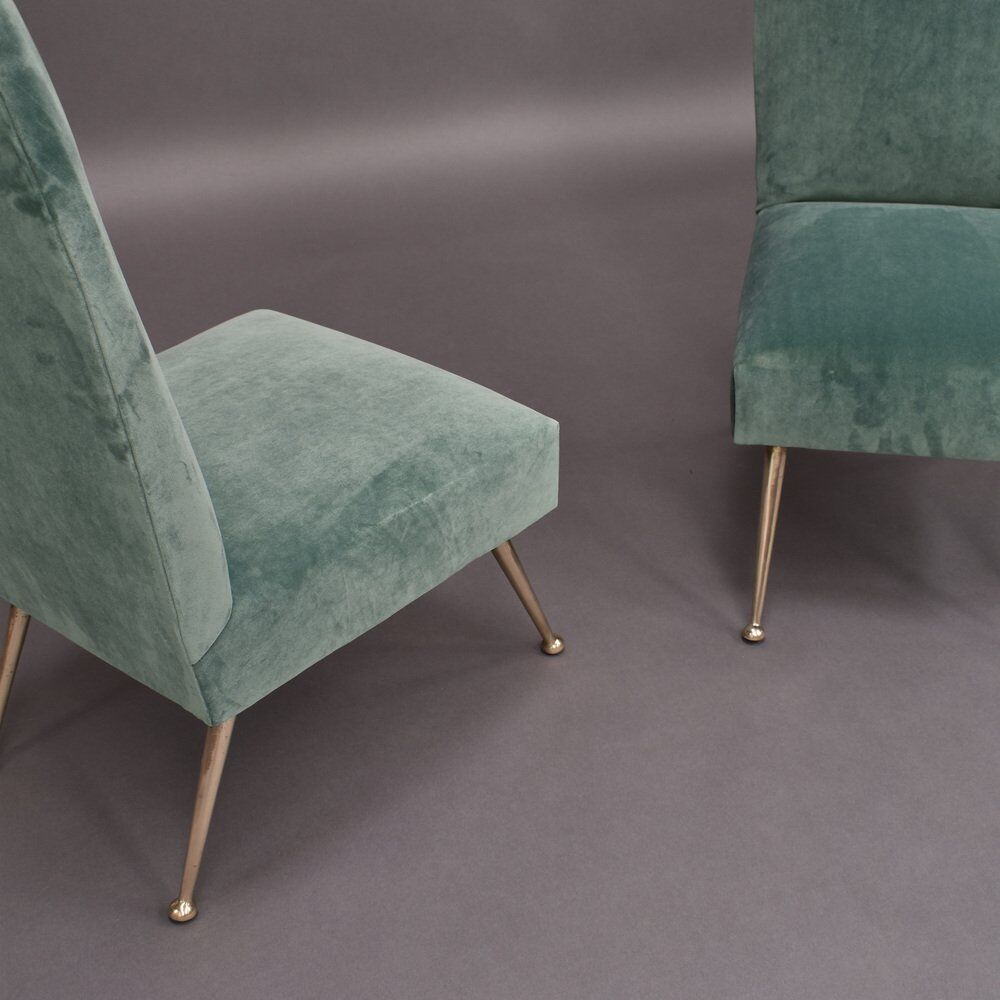 Set of Italian velvet side chairs by Gigi Radice for Minotti, 1950s