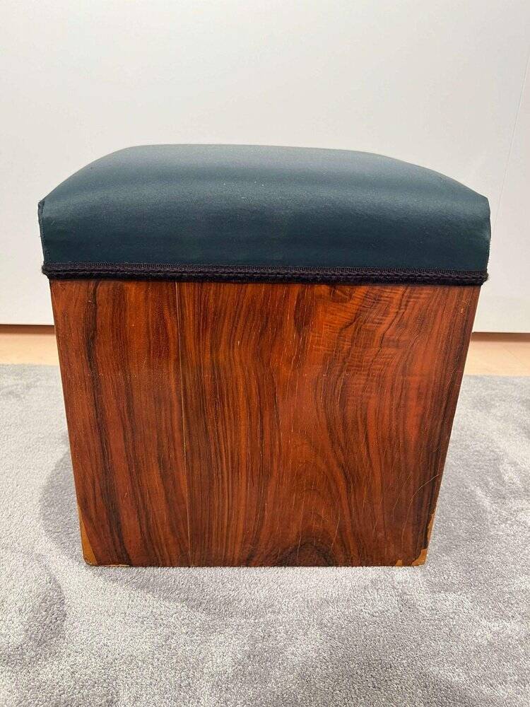 Art Deco Cubic Stool in Walnut Veneer, France, 1930s