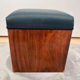 Art Deco Cubic Stool in Walnut Veneer, France, 1930s