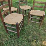 4 chaises Charles Dudouyt paillées design 40-50-60