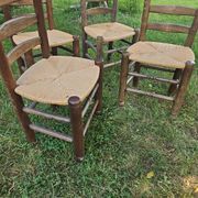 4 chaises Charles Dudouyt paillées design 40-50-60