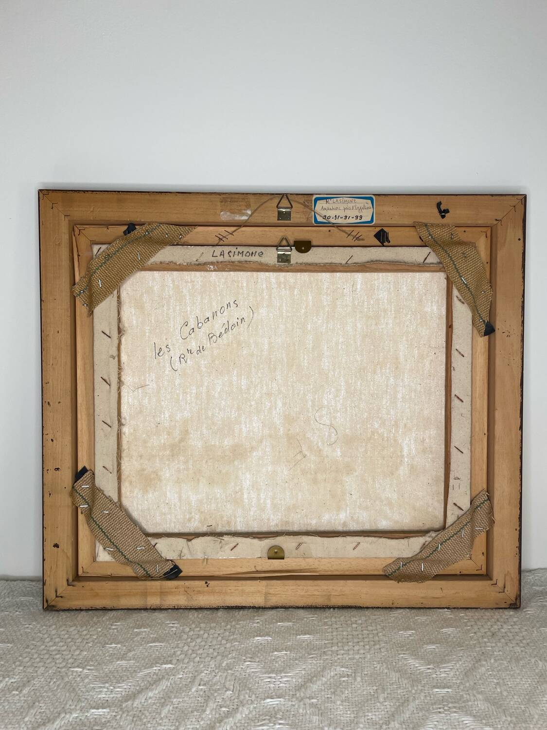 Painting of Mont Ventoux signed Lasimone in gilded wooden frame