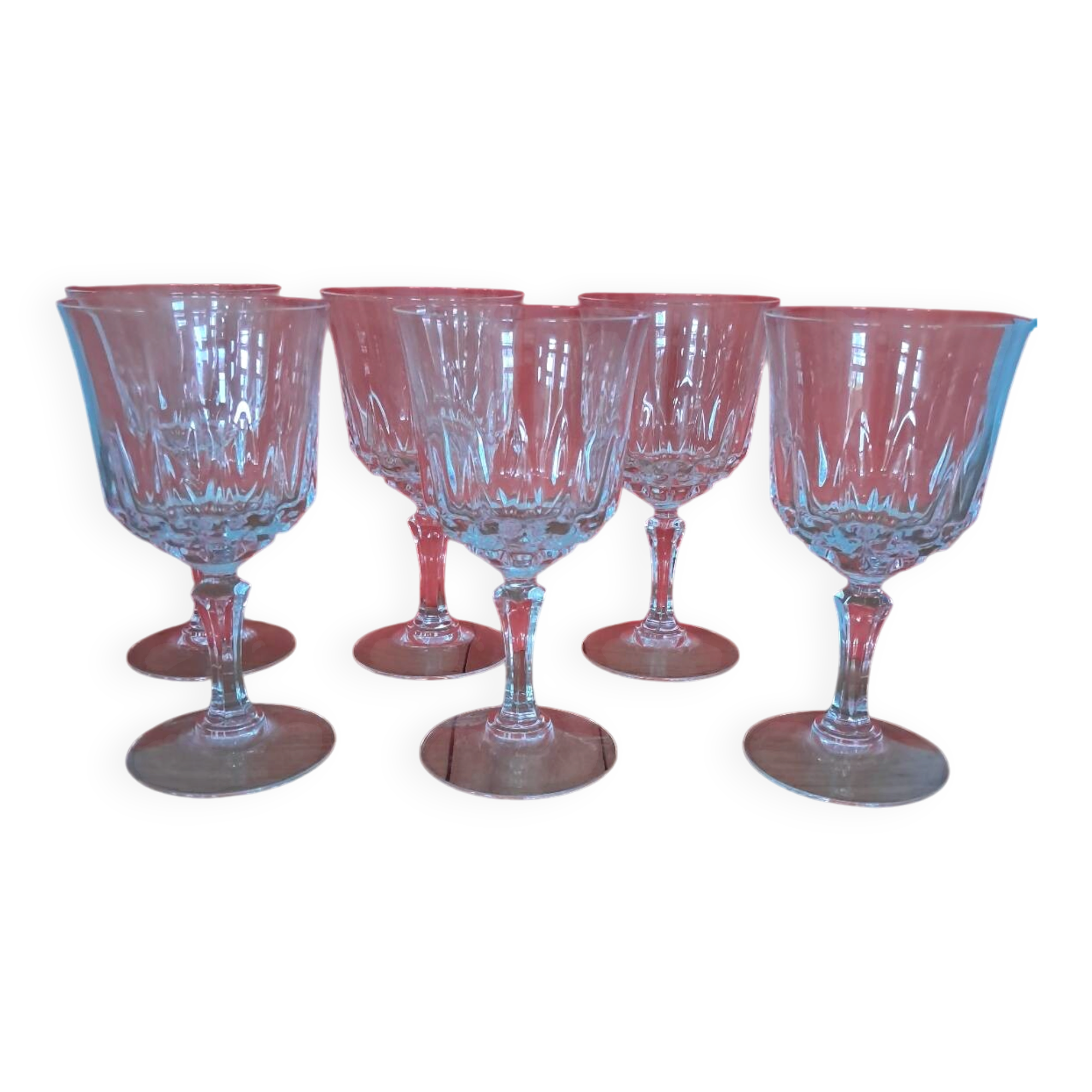 6 crystal water glasses from Arques, Germain model.
