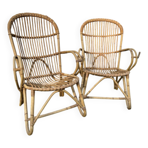 paire de fauteuils rotin