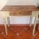 Old patinated wooden console – French country spirit, turned legs.
