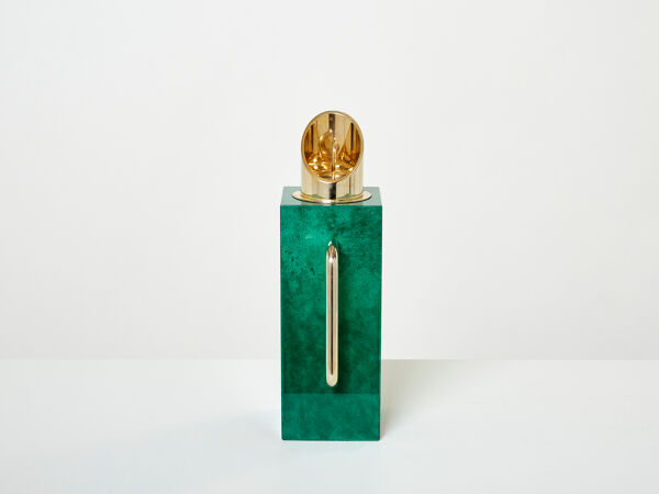 Pichet thermos en parchemin vert et laiton par Aldo Tura 1960