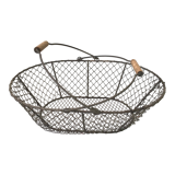 Basket in wire mesh and wood