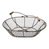 Basket in wire mesh and wood