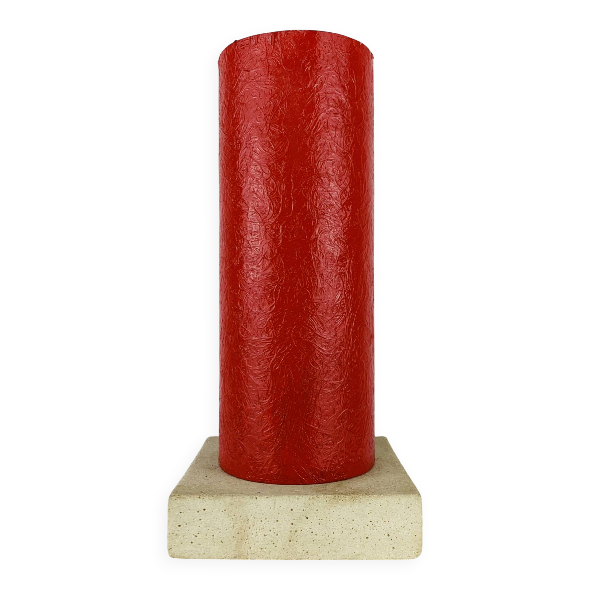 Red stone and fibreglass lamp, vintage