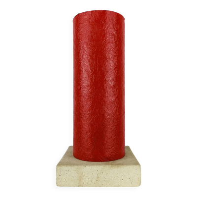 Lampe pierre et fibre de verre rouge, vintage
