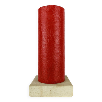 Lampe pierre et fibre de verre rouge, vintage