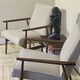 Pair of Henryk Lis 300-190 armchairs in mottled blue-grey fabric, 1970s