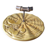 Ceramic cheese board with bamboo handle